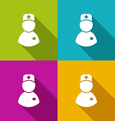 Image showing Icons of medical doctor with shadow in modern flat design style