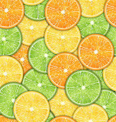 Image showing Seamless Pattern with Oranges, Lemons and Limes