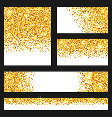 Image showing Set of Glitter Cards. Golden Surface. Copy Space for Your Text