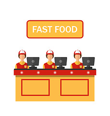 Image showing Cashiers with Cash Register in Diner with Fast Food