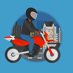 Image showing Man riding motorcycle vector illustration.