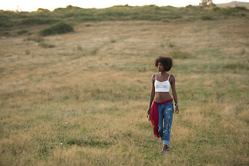 Image showing young black woman in nature