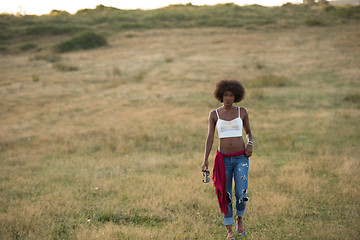 Image showing young black woman in nature