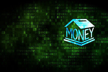 Image showing Money concept: Money Box on digital background