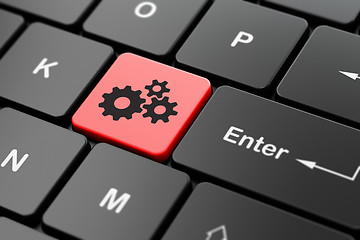 Image showing Finance concept: Gears on computer keyboard background