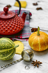 Image showing Still life with autumn tea