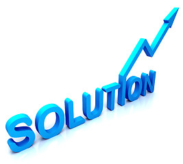 Image showing Blue Solution Word Shows Success And Strategy