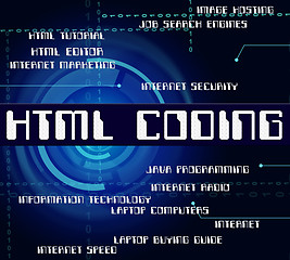 Image showing Html Coding Represents Hypertext Markup Language And Cipher
