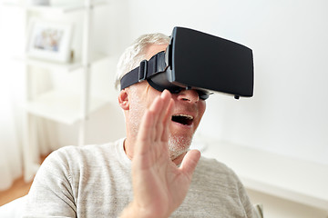 Image showing old man in virtual reality headset or 3d glasses