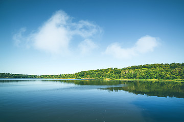 Image showing Lake with reflection of green trees