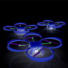 Image showing Drone, quadrocopter, with photo camera. 3d render