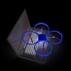 Image showing Drone and laptop. 3D render