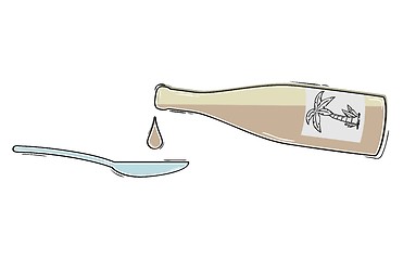 Image showing palm oil in bottle and spoon