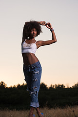 Image showing young black woman in nature