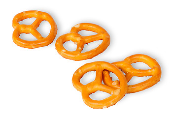 Image showing Some crunchy pretzels with salt