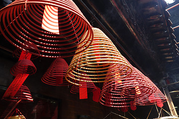 Image showing Coil shape incense hang in the Temple 