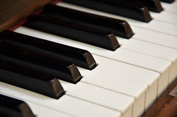 Image showing Top view of  old grunge piano keyboard