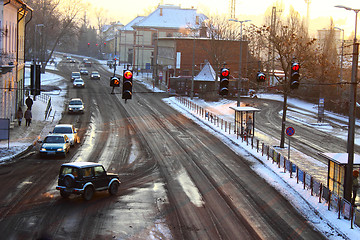 Image showing Winter morning traffic