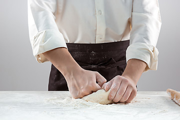Image showing Hands kneading a dough