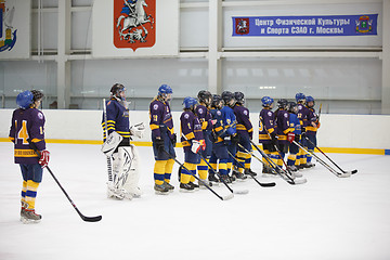 Image showing Moscow, Russia - January, 07, 2017: Female amateur hockey leage LHL-77. Game between female hockey team \