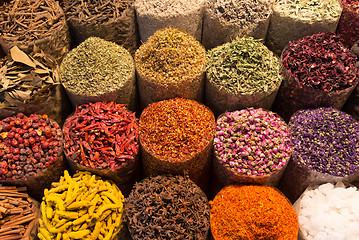 Image showing Spices and herbs being sold on Morocco traditional market.