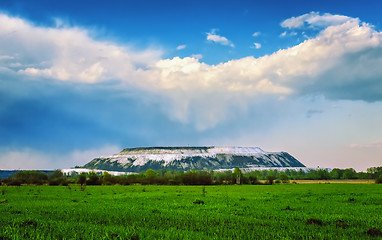 Image showing Field Landscape With Cumulus Clouds Over The White Mountain