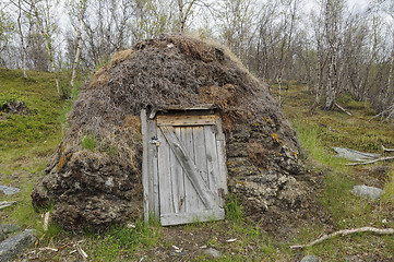 Image showing Goat hut (gaicagoahti) in a Sami Camp