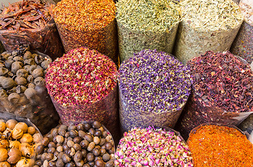 Image showing Spices and herbs being sold on Morocco traditional market.