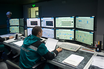 Image showing Engineers in control room of Tobolsk Polymer