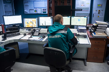 Image showing Engineers in control room of Tobolsk Polymer