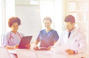 Image showing group of happy doctors meeting at hospital office