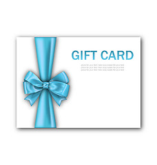 Image showing Decorated Gift Card with Blue Ribbon and Bow