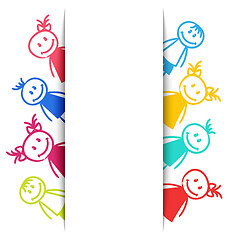 Image showing Hand-drawn Smiling Colorful Girls and Boys