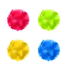 Image showing Set abstract watercolor splash, colorful paint circles 