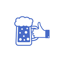 Image showing Icon of Blue Thumb Up with Mug of Beer