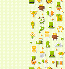 Image showing Seamless Vertical Template with Cartoon Colorful Flat Icons for 