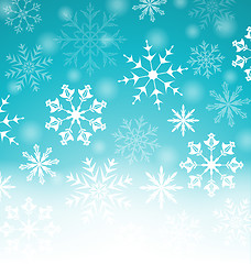 Image showing Xmas blue background with snowflakes and copy space for your tex