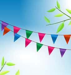 Image showing Background with Buntings Flags Garlands