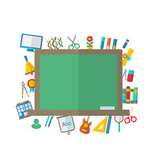 Image showing Flat Icons of Blackboard and other Elements