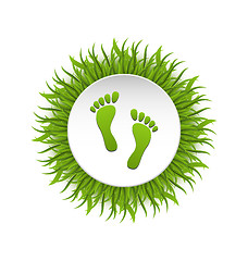 Image showing Eco Friendly Footprints on Green Grass