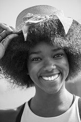 Image showing Close up portrait of a beautiful young african american woman sm