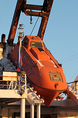 Image showing  orange rescue boat slide