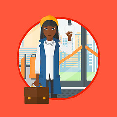 Image showing Woman traveling by public transport.