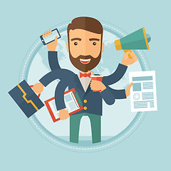 Image showing Man coping with multitasking vector illustration.