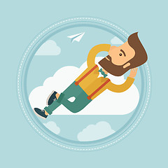 Image showing Businessman lying on cloud vector illustration.