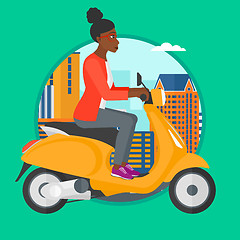 Image showing Woman riding scooter vector illustration.