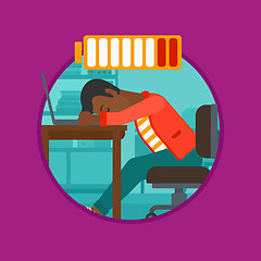 Image showing Man sleeping on workplace vector illustration.