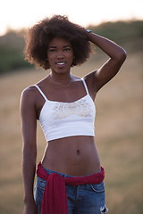 Image showing young black woman in nature