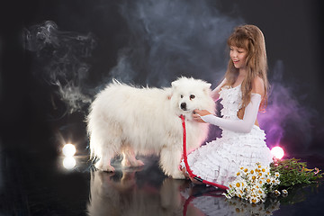 Image showing Girl And Dog
