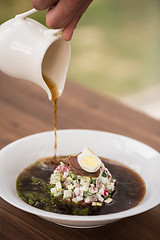 Image showing Traditional Russian kvass soup okroshka